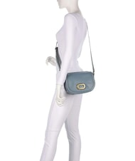 THE BRIDGE ILARIA Geantă de umăr din piele cerulean cu aur abb - Genți femei - 6