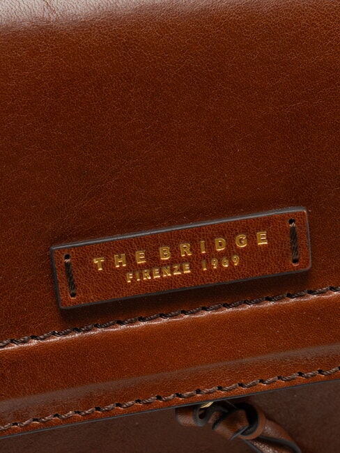 ELBA Geanta din piele cu clapa de umar BROWN - Genți femei