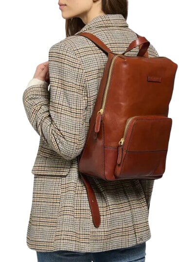 IOLANDA Rucsac din piele BROWN - Genți femei