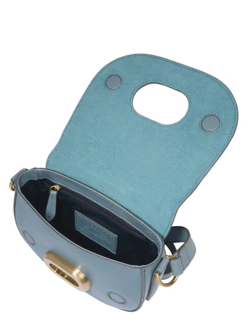 ILARIA Geantă de umăr mini din piele cerulean cu aur abb - Genți femei