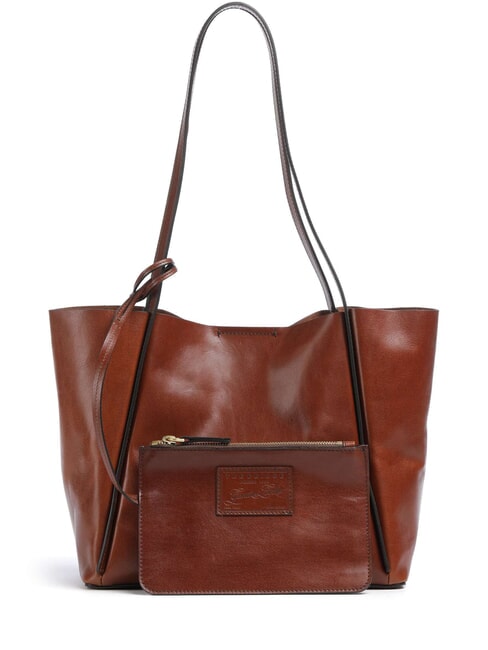 ICONS Geantă de cumpărături din piele cu clutch BROWN - Genți femei