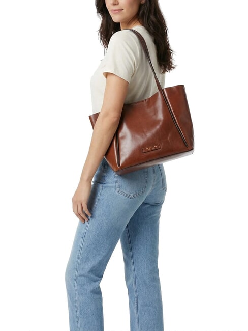 ICONS Geantă de cumpărături din piele cu clutch BROWN - Genți femei