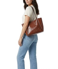 THE BRIDGE ICONS Geantă de cumpărături din piele cu clutch BROWN - Genți femei - 5