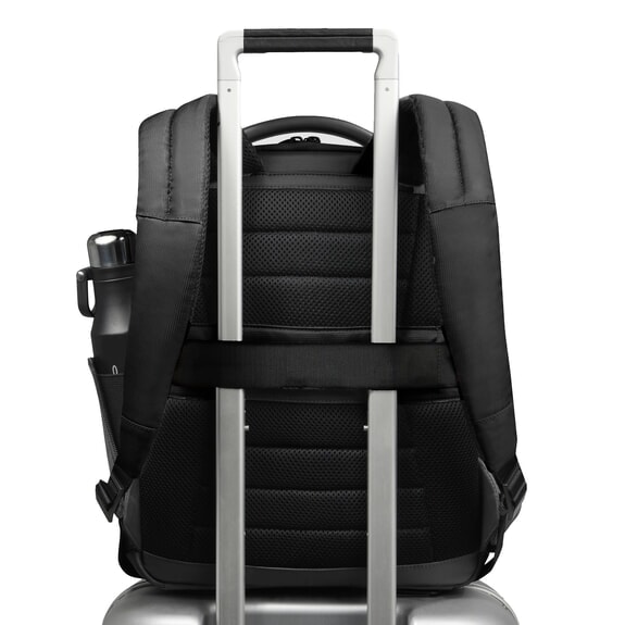 WOLLEM Rucsac pentru laptop de 14" din piele mixtă negru - Rucsacuri pentru laptop