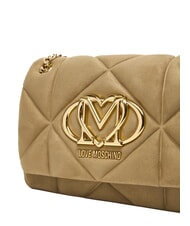 LOVE MOSCHINO EMBOSSED Geantă de umăr mini, cu lanț nisip - Genți femei - 5