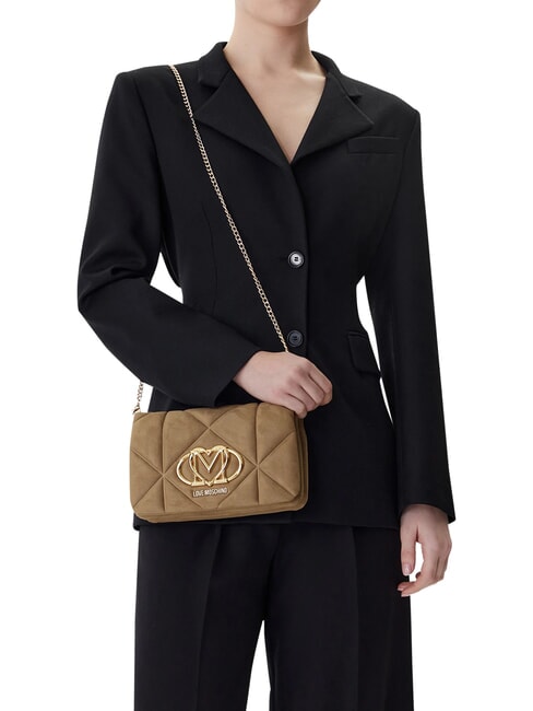 EMBOSSED Geantă de umăr, dublă portabilitate nisip - Genți femei