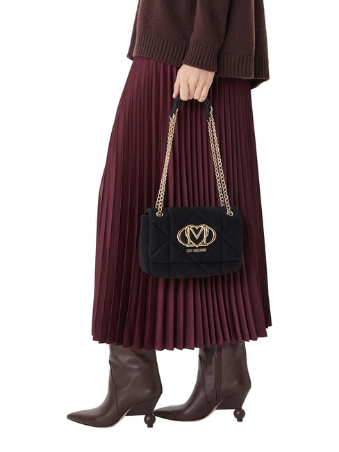 EMBOSSED Geantă de umăr mini, cu lanț negru - Genți femei