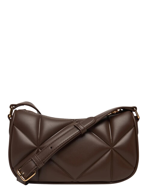 EMBOSSED Geantă de umăr mini ciocolată - Genți femei