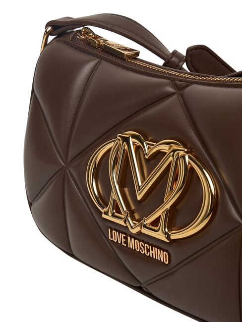 EMBOSSED Geantă de umăr mini ciocolată - Genți femei