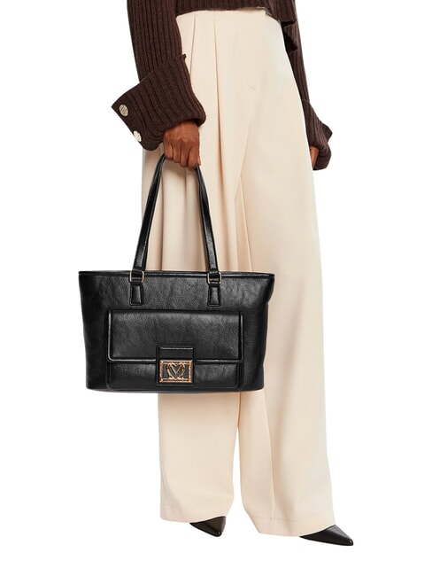 EMBOSSED Geantă de cumpărături, dublă portabilitate negru - Genți femei