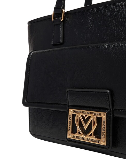 EMBOSSED Geantă de cumpărături, dublă portabilitate negru - Genți femei