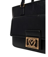 LOVE MOSCHINO EMBOSSED Geantă de cumpărături, dublă portabilitate negru - Genți femei - 5