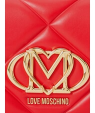 LOVE MOSCHINO EMBOSSED Geantă de umăr mini, cu lanț RED - Genți femei - 6
