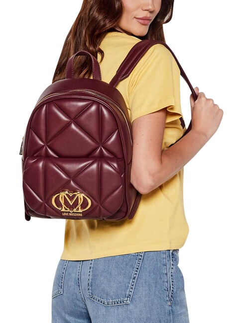 EMBOSSED Rucsac cu buzunar frontal vin - Genți femei