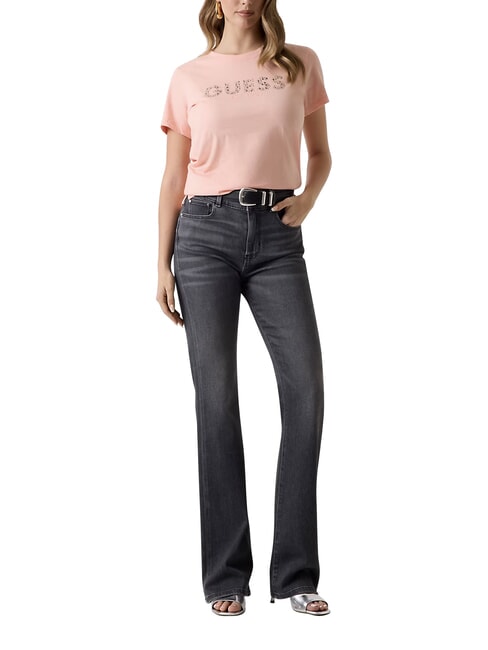 STUDS SCRIPT Tricou cu m&acirc;necă scurtă creme de piersici - tricou