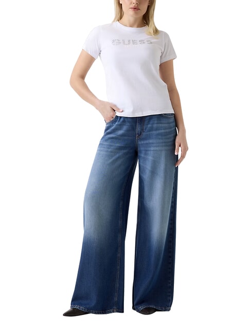 STUDS SCRIPT Tricou cu m&acirc;necă scurtă alb purpuriu - tricou