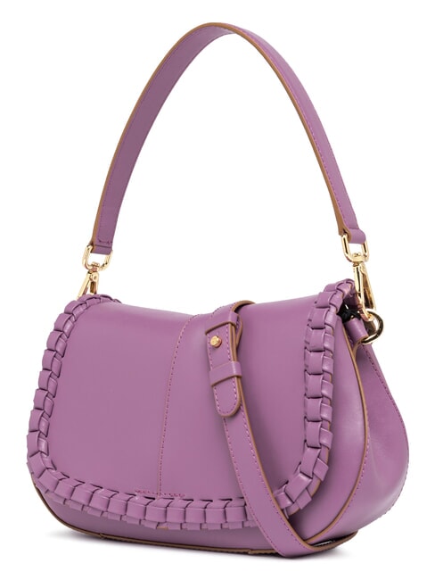 HELENA ROUND Geanta din piele cu clapa argile violet - Genți femei