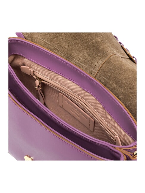 HELENA ROUND Geanta din piele cu clapa argile violet - Genți femei