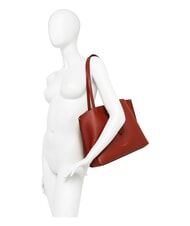 GIANNI CHIARINI EGLE Geantă de cumpărături din piele roșu cărămiziu - Genți femei - 6