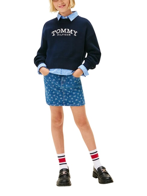 TH Pulover cu guler rotund pentru fete cerul deșertului - Pulovere pentru copii