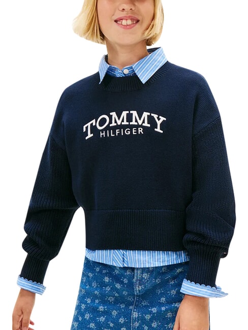 TH Pulover cu guler rotund pentru fete cerul deșertului - Pulovere pentru copii