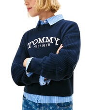 TOMMY HILFIGER TH Pulover cu guler rotund pentru fete cerul deșertului - Pulovere pentru copii - 5