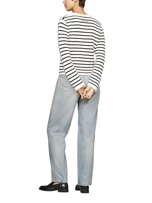 TH Cardigan din bumbac, m&acirc;neci lungi Breton stp/ petală de fildeș/ cer de deșert - Pulovere pentru femei