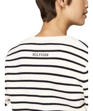 TOMMY HILFIGER TH Cardigan din bumbac, m&acirc;neci lungi Breton stp/ petală de fildeș/ cer de deșert - Pulovere pentru femei - 4