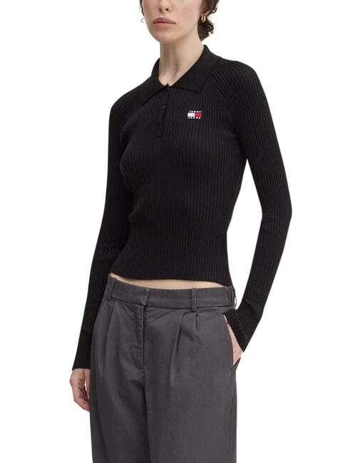 TH JEANS Cămașă cu m&acirc;necă lungă negru - Pulovere pentru femei