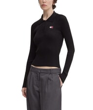 TOMMY HILFIGER TH JEANS Cămașă cu m&acirc;necă lungă negru - Pulovere pentru femei - 4