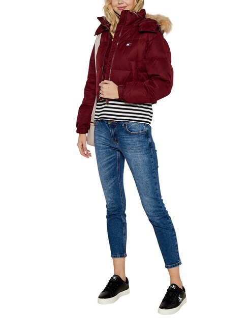 TH JEANS Jachetă scurtă cu puf roșu intens - Jachete de puf pentru femei