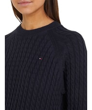 TOMMY HILFIGER TH Pulover cu guler rotund din bumbac cerul deșertului - Pulovere pentru femei - 4
