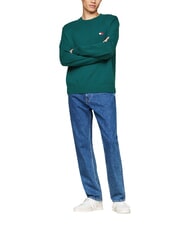 TOMMY HILFIGER TH JEANS  Pulover cu guler rotund apă de mare ad&acirc;ncă - Pulovere pentru bărbați - 3