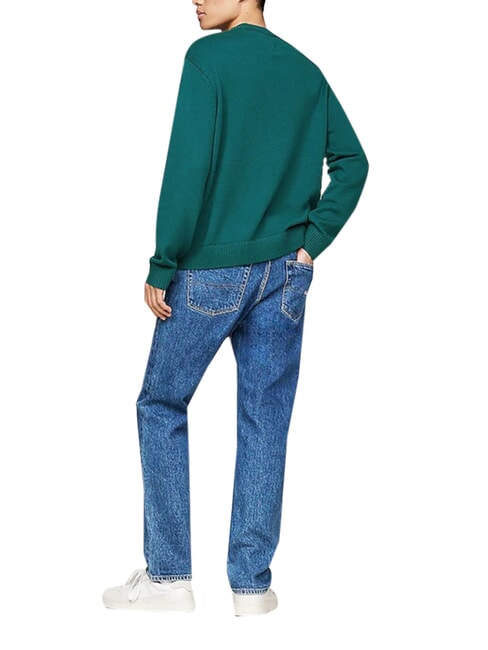 TH JEANS  Pulover cu guler rotund apă de mare ad&acirc;ncă - Pulovere pentru bărbați