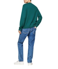 TOMMY HILFIGER TH JEANS  Pulover cu guler rotund apă de mare ad&acirc;ncă - Pulovere pentru bărbați - 4