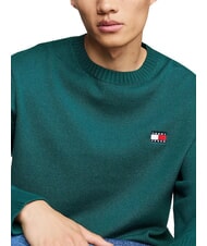 TOMMY HILFIGER TH JEANS  Pulover cu guler rotund apă de mare ad&acirc;ncă - Pulovere pentru bărbați - 5