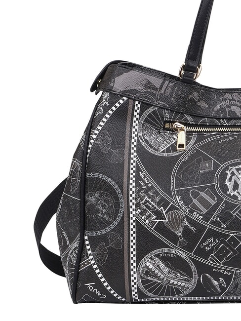 FASHIONOPOLY Geantă de m&acirc;nă, cu curea de umăr BLACK - Genți femei