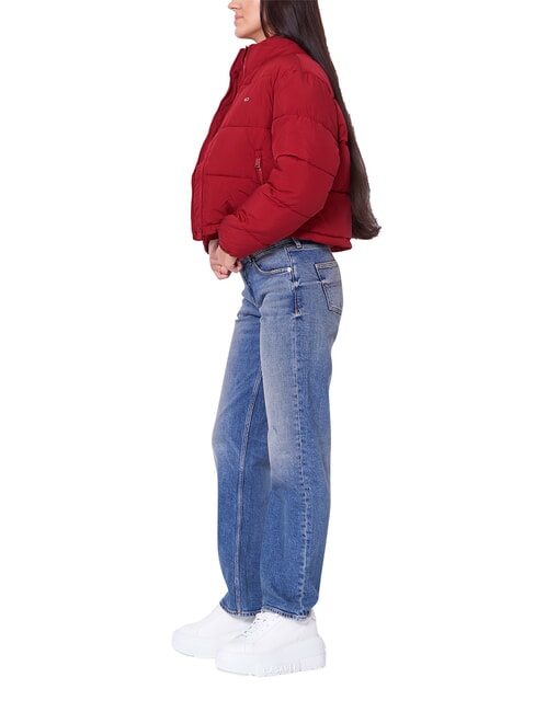 TH JEANS Jachetă scurtă cu puf roșu de regată - Jachete de puf pentru femei