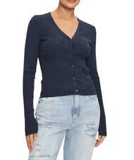 TOMMY HILFIGER TH JEANS Cardigan cu m&acirc;necă lungă melanj bleumarin noapte &icirc;ntunecată - Pulovere pentru femei - 4