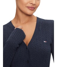 TOMMY HILFIGER TH JEANS Cardigan cu m&acirc;necă lungă melanj bleumarin noapte &icirc;ntunecată - Pulovere pentru femei - 5