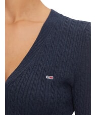 TOMMY HILFIGER TH JEANS Cardigan cu m&acirc;necă lungă melanj bleumarin noapte &icirc;ntunecată - Pulovere pentru femei - 8