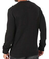 TOMMY HILFIGER TH JEANS Pulover din bumbac cu guler rotund negru - Pulovere pentru bărbați - 2