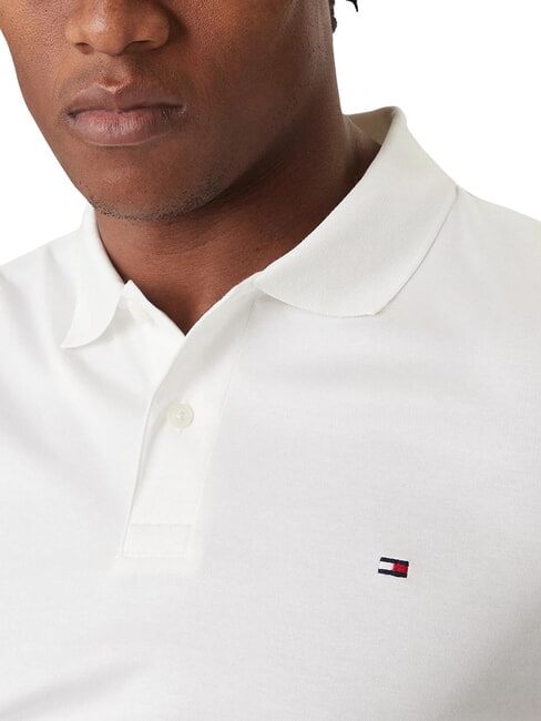 TH Tricou polo cu m&acirc;necă scurtă și panglică la guler alb optic - maiou Polo