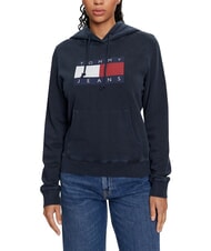TOMMY HILFIGER TH JEANS Hanorac de bumbac bleumarin noapte &icirc;ntunecată - Hanorace pentru femei - 2