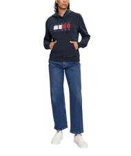 TOMMY HILFIGER TH JEANS Hanorac de bumbac bleumarin noapte &icirc;ntunecată - Hanorace pentru femei - 4