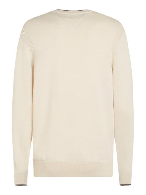 TH Pulover din bumbac cu guler rotund alb antic - Pulovere pentru bărbați