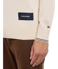 TOMMY HILFIGER TH Pulover din bumbac cu guler rotund alb antic - Pulovere pentru bărbați - 5