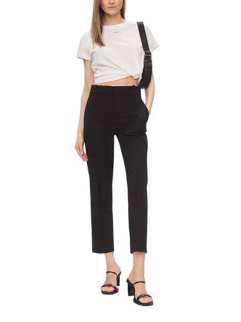 TH  Pantaloni cu talie &icirc;naltă negru - Pantaloni pentru femei