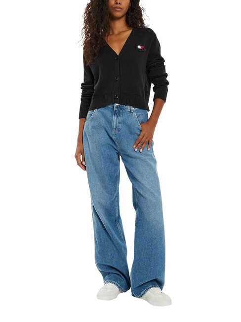 TH JEANS Cardigan din bumbac negru - Pulovere pentru femei