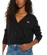 TOMMY HILFIGER TH JEANS Cardigan din bumbac negru - Pulovere pentru femei - 4